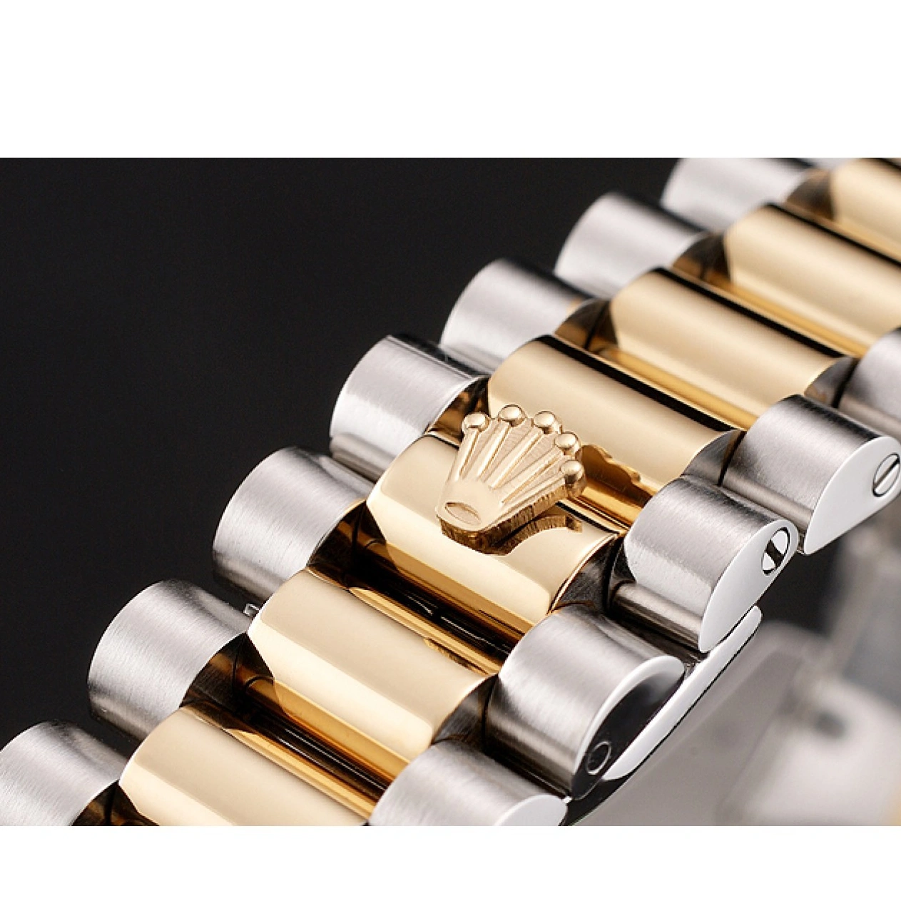 AAA replica watch 1454105 Bracelet Swiss Two Diamonds Black Rolex Dial Tone And Day-Date Rubies 1014